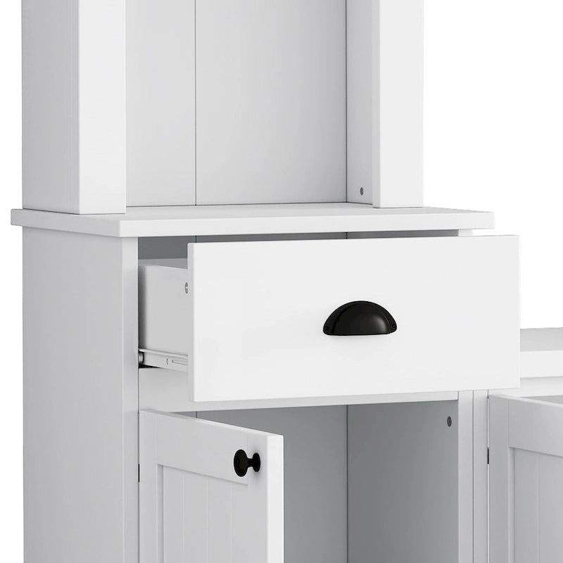 Meuble TV Blanc / Noir avec Pont & Meubles d'Appoint – Convient aux TV jusqu'à 75"