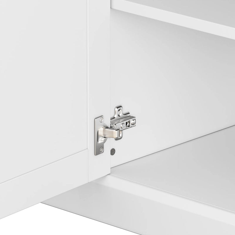 Meuble TV Blanc / Noir avec Pont & Meubles d'Appoint – Convient aux TV jusqu'à 75"