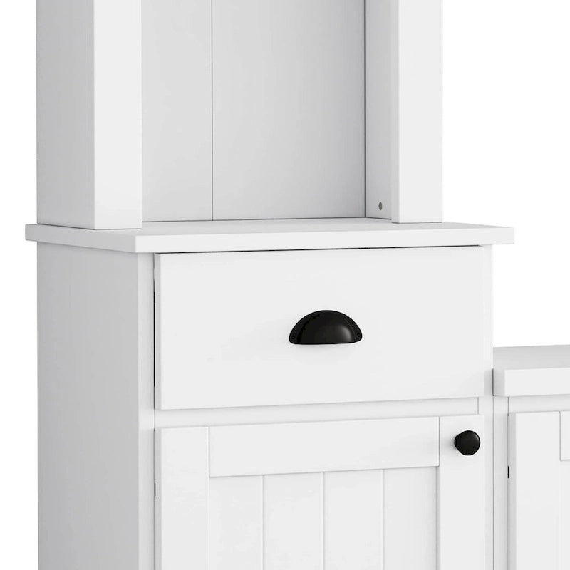 Meuble TV Blanc / Noir avec Pont & Meubles d'Appoint – Convient aux TV jusqu'à 75"