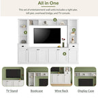 Meuble TV Blanc / Noir avec Pont & Meubles d'Appoint – Convient aux TV jusqu'à 75"