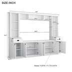 Meuble TV Blanc / Noir avec Pont & Meubles d'Appoint – Convient aux TV jusqu'à 75"