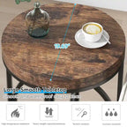 Table d'appoint ronde — Doré / Marron rustique / Noir, Piètement métallique en forme de O