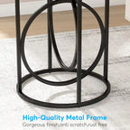 Table d'appoint ronde — Doré / Marron rustique / Noir, Piètement métallique en forme de O