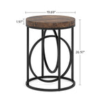 Table d'appoint ronde — Doré / Marron rustique / Noir, Piètement métallique en forme de O