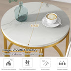 Table d'appoint ronde — Doré / Marron rustique / Noir, Piètement métallique en forme de O