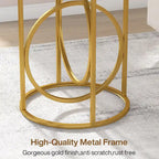 Table d'appoint ronde — Doré / Marron rustique / Noir, Piètement métallique en forme de O