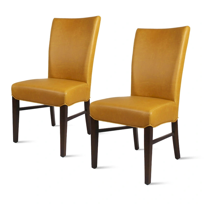 Chaise de salle à manger sans accoudoirs en cuir reconstitué, lot de 2 — Bleu vintage / Grenade / Gris vintage / Crème / Citrouille / Aqua / Noir / Caramel vintage