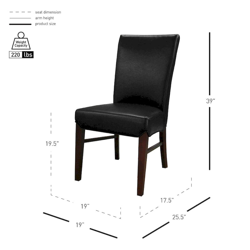 Chaise de salle à manger sans accoudoirs en cuir reconstitué, lot de 2 — Bleu vintage / Grenade / Gris vintage / Crème / Citrouille / Aqua / Noir / Caramel vintage