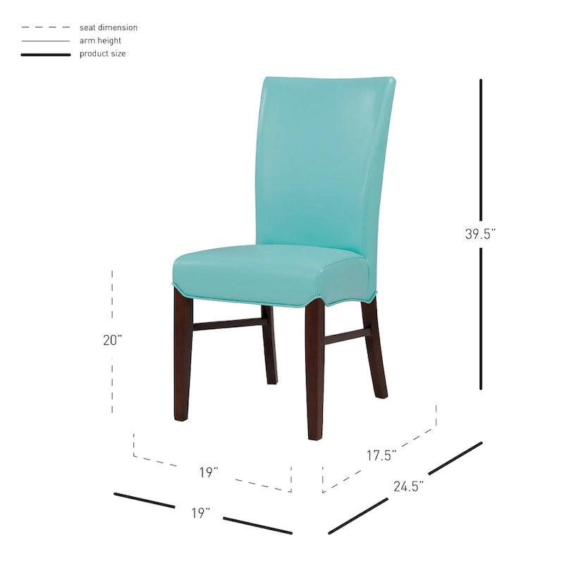 Chaise de salle à manger sans accoudoirs en cuir reconstitué, lot de 2 — Bleu vintage / Grenade / Gris vintage / Crème / Citrouille / Aqua / Noir / Caramel vintage