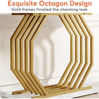 Console en Faux Marbre Doré/Noir avec Base Métallique Géométrique, 101 cm, Assemblage par 1 Personne
