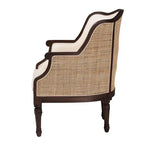 Fauteuil d'appoint en rotin, tissu beige et marron foncé pour 1 personne