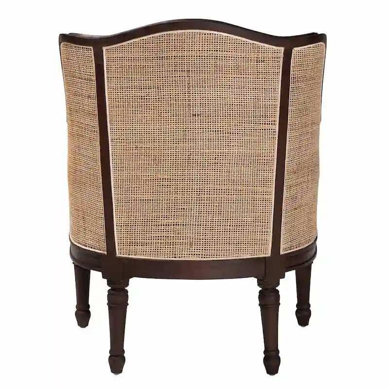 Fauteuil d'appoint en rotin, tissu beige et marron foncé pour 1 personne