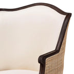 Fauteuil d'appoint en rotin, tissu beige et marron foncé pour 1 personne