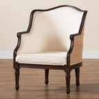 Fauteuil d'appoint en rotin, tissu beige et marron foncé pour 1 personne