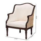 Fauteuil d'appoint en rotin, tissu beige et marron foncé pour 1 personne