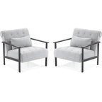 Fauteuil d'appoint déhoussable en chenille bleu foncé/vert/gris/argent/blanc/jaune, lot de 2