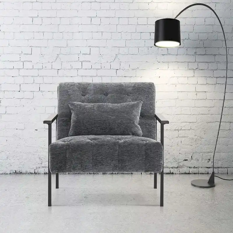 Fauteuil d'appoint déhoussable en chenille bleu foncé/vert/gris/argent/blanc/jaune, lot de 2
