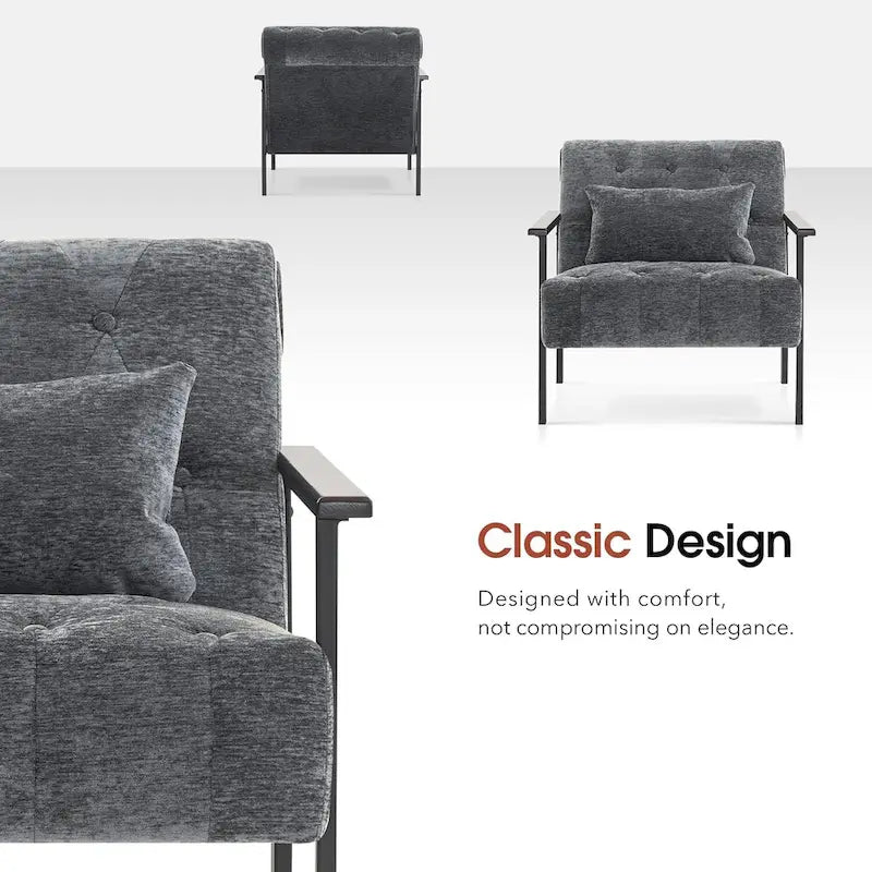 Fauteuil d'appoint déhoussable en chenille bleu foncé/vert/gris/argent/blanc/jaune, lot de 2