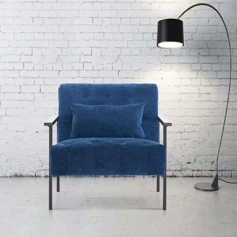 Fauteuil d'appoint déhoussable en chenille bleu foncé/vert/gris/argent/blanc/jaune, lot de 2