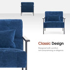 Fauteuil d'appoint déhoussable en chenille bleu foncé/vert/gris/argent/blanc/jaune, lot de 2