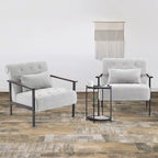 Fauteuil d'appoint déhoussable en chenille bleu foncé/vert/gris/argent/blanc/jaune, lot de 2