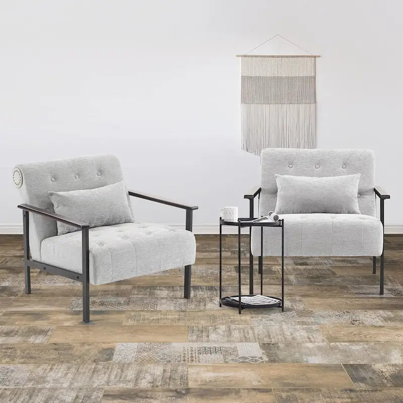 Fauteuil d'appoint déhoussable en chenille bleu foncé/vert/gris/argent/blanc/jaune, lot de 2