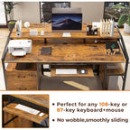 Bureau d'angle en L de gaming et de bureau, 1 personne, marron/gris/noir, avec éclairage LED, tiroirs verrouillables et prise de courant