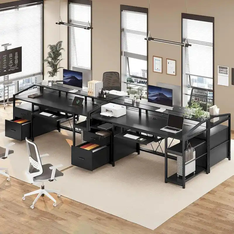Bureau d'angle en L de gaming et de bureau, 1 personne, marron/gris/noir, avec éclairage LED, tiroirs verrouillables et prise de courant