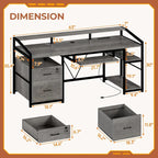 Bureau d'angle en L de gaming et de bureau, 1 personne, marron/gris/noir, avec éclairage LED, tiroirs verrouillables et prise de courant