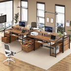 Bureau d'angle en L de gaming et de bureau, 1 personne, marron/gris/noir, avec éclairage LED, tiroirs verrouillables et prise de courant