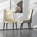 Chaise de salle à manger tapissée blanc crème et gris / orange et gris, lot de 2