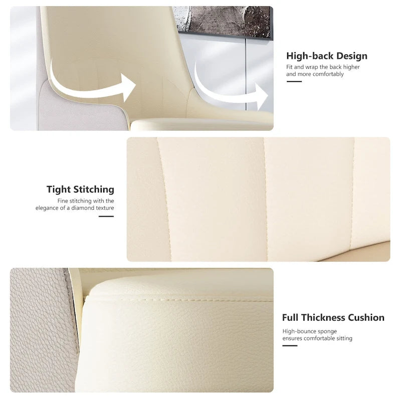 Chaise de salle à manger tapissée blanc crème et gris / orange et gris, lot de 2