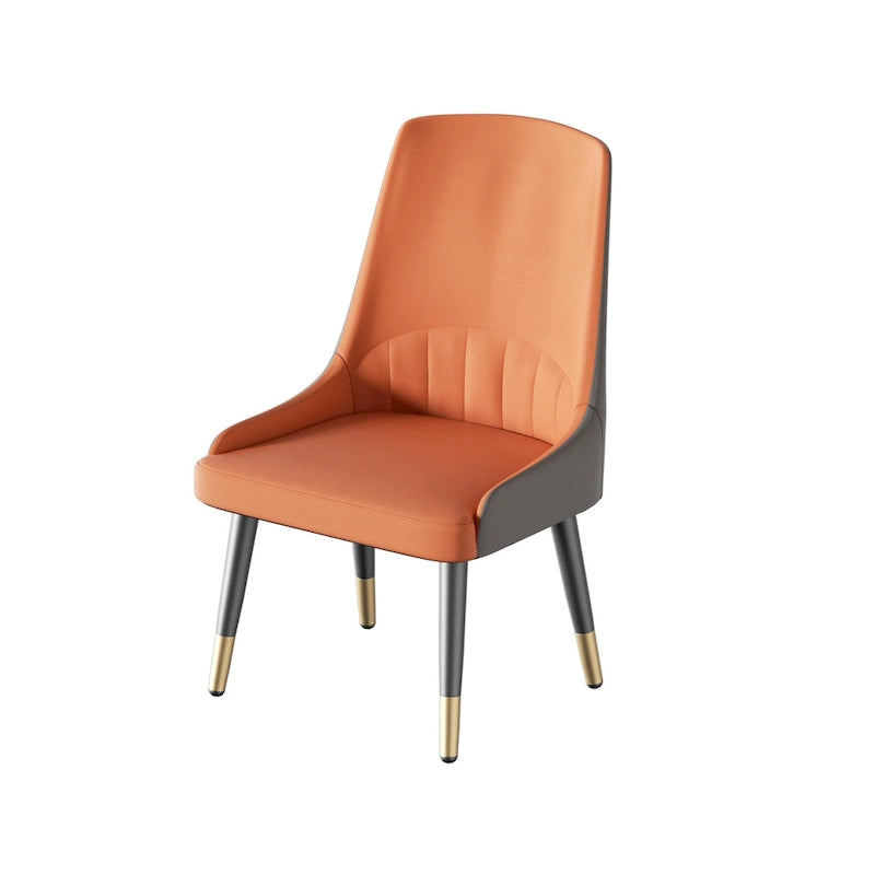 Chaise de salle à manger tapissée blanc crème et gris / orange et gris, lot de 2