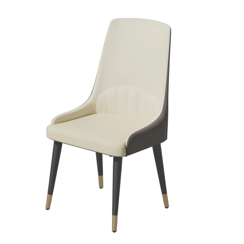 Chaise de salle à manger tapissée blanc crème et gris / orange et gris, lot de 2