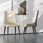 Chaise de salle à manger tapissée blanc crème et gris / orange et gris, lot de 2