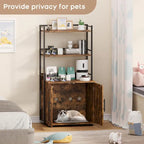 Meuble de litière pour chat 2 en 1 gris/marron avec 3 étagères et porte, pour 1 chat