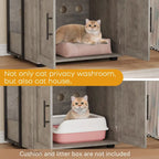 Meuble de litière pour chat 2 en 1 gris/marron avec 3 étagères et porte, pour 1 chat