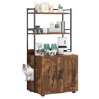 Meuble de litière pour chat 2 en 1 gris/marron avec 3 étagères et porte, pour 1 chat