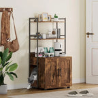 Meuble de litière pour chat 2 en 1 gris/marron avec 3 étagères et porte, pour 1 chat