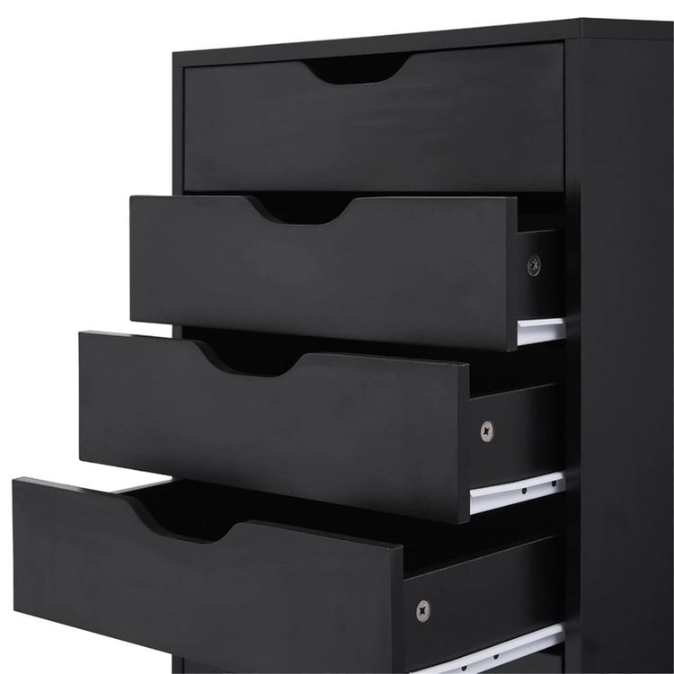 Commode à 9 tiroirs – Noir / Gris / Blanc, unité simple