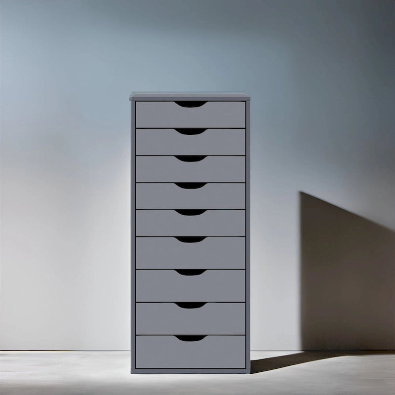 Commode à 9 tiroirs – Noir / Gris / Blanc, unité simple