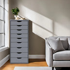 Commode à 9 tiroirs – Noir / Gris / Blanc, unité simple