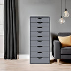 Commode à 9 tiroirs – Noir / Gris / Blanc, unité simple