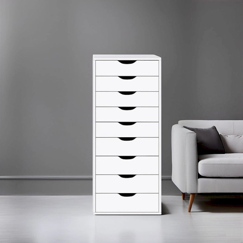 Commode à 9 tiroirs – Noir / Gris / Blanc, unité simple