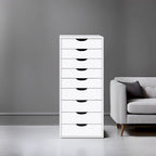 Commode à 9 tiroirs – Noir / Gris / Blanc, unité simple
