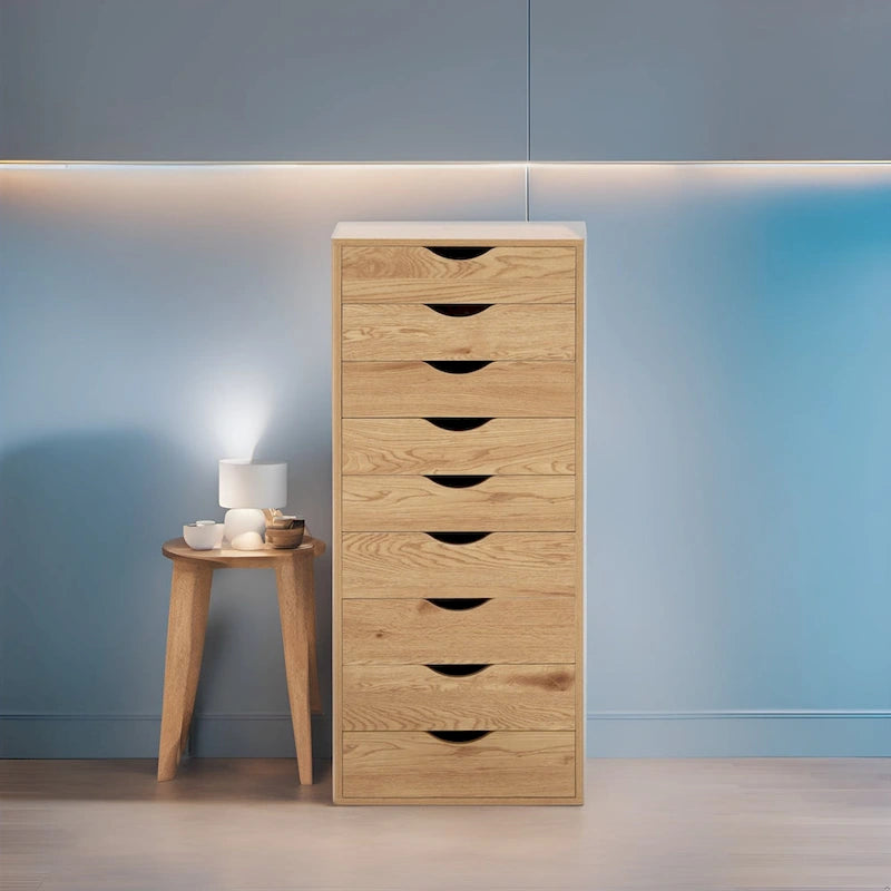 Commode à 9 tiroirs – Noir / Gris / Blanc, unité simple