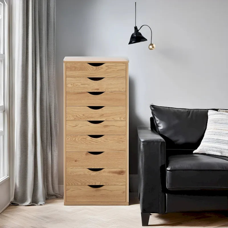 Commode à 9 tiroirs – Noir / Gris / Blanc, unité simple