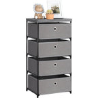 Commode de rangement à 4 tiroirs en tissu — Gris / Beige / Noir / Gris / Blanc cassé, une seule unité