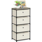 Commode de rangement à 4 tiroirs en tissu — Gris / Beige / Noir / Gris / Blanc cassé, une seule unité