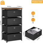 Commode de rangement à 4 tiroirs en tissu — Gris / Beige / Noir / Gris / Blanc cassé, une seule unité